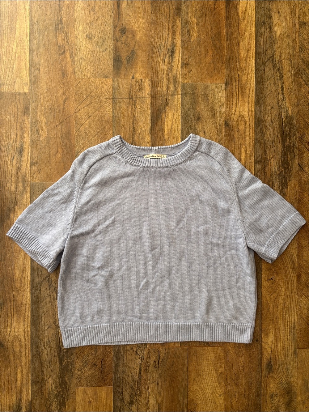 Abercrombie & Fitch blue cotton blend short sleeve knit cozy fall sweater large